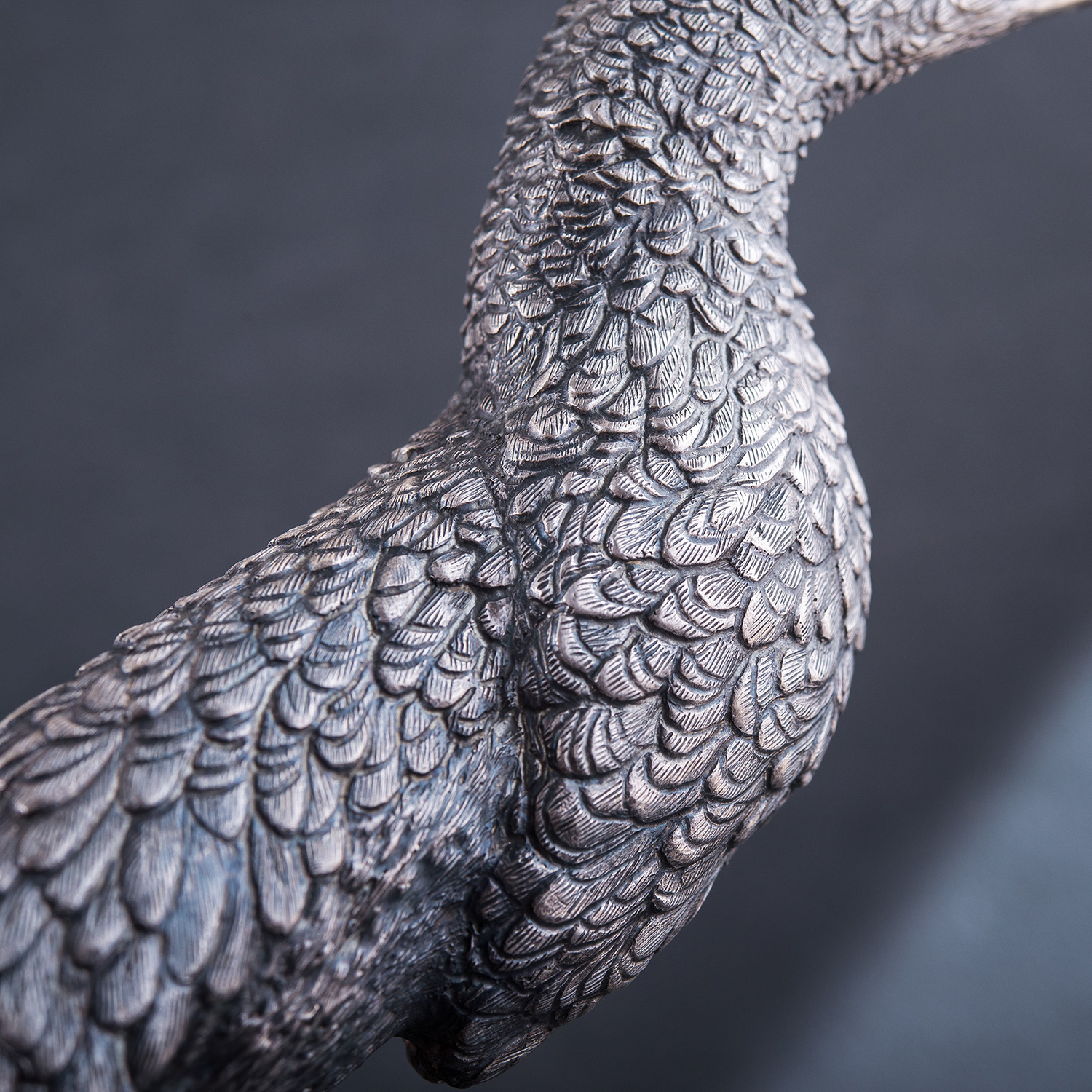 Серебряная фигура ручной работы "Птица на мраморной подставке" 4