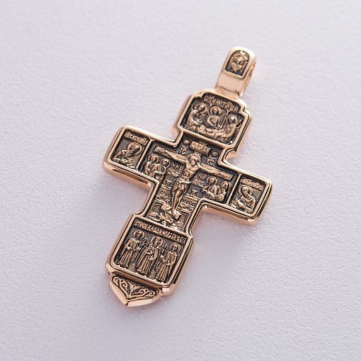 Православный крест "Распятие Христово с предстоящими. Святая Троица"(чернение)