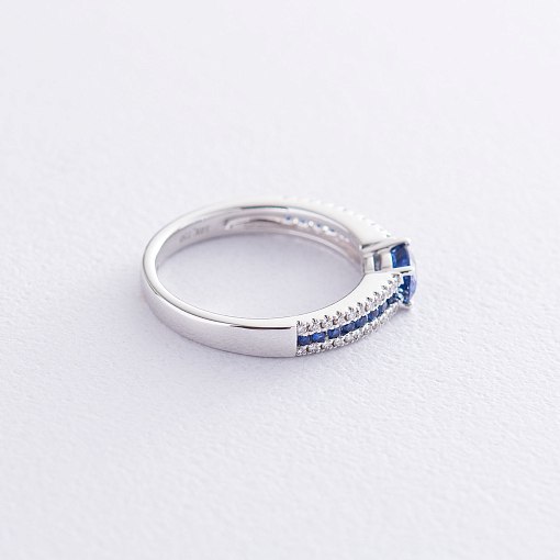 Кольцо из золота с синими сапфирами и бриллиантами 3
