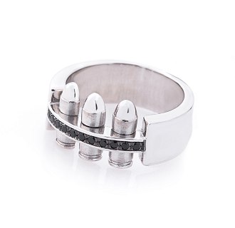 картинка Мужское кольцо с черной шпинелью "Пули" Zancan Интернет магазин Oniks Premiun
