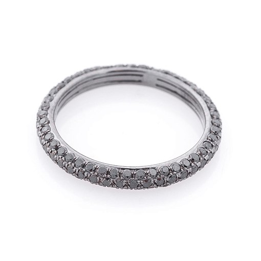 Золотое кольцо с черными бриллиантами 2