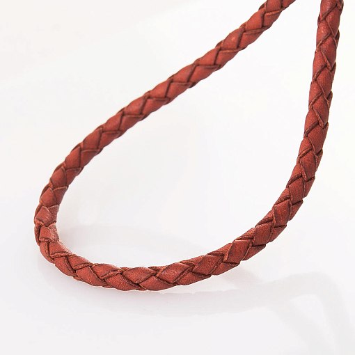 Кожаный красный шнурок с золотой застежкой "Спаси и сохрани" (3 мм) 3