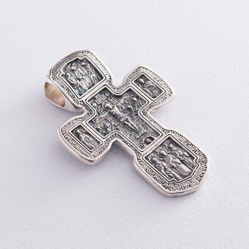 Серебряный православный крест (чернение)