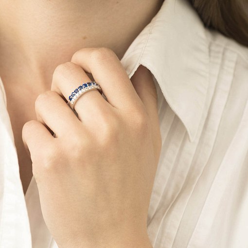 Золотое кольцо (синий сапфир, бриллиант) 4
