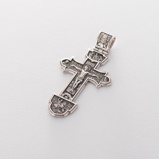 Серебряный православный крест "Распятие Христово. Деисус. Троица"
