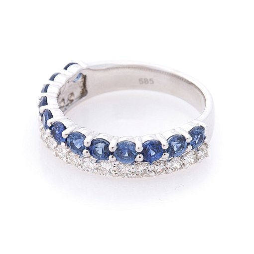 Золотое кольцо (синий сапфир, бриллиант) 2