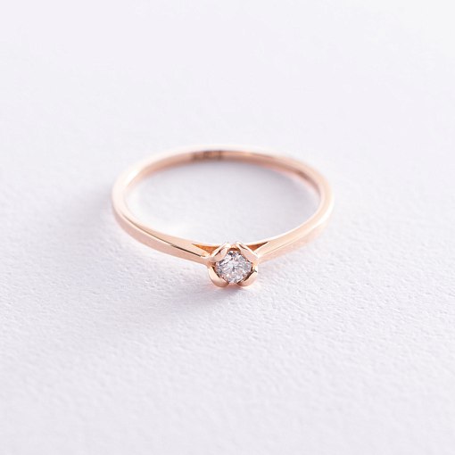 Помолвочное кольцо в красном золоте (бриллиант) 2