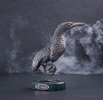 картинка Серебряная фигура ручной работы "Птица на мраморной подставке" Интернет магазин Oniks Premiun