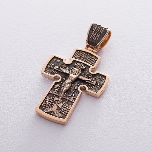 Золотой православный крест "Распятие. Архангел Михаил"
