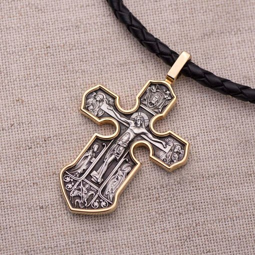 Православный крест "Распятие. Казанская икона Божией Матери с предстоящими святыми"