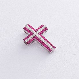 картинка Золотой крест с бриллиантами и рубинами Интернет магазин Oniks Premiun