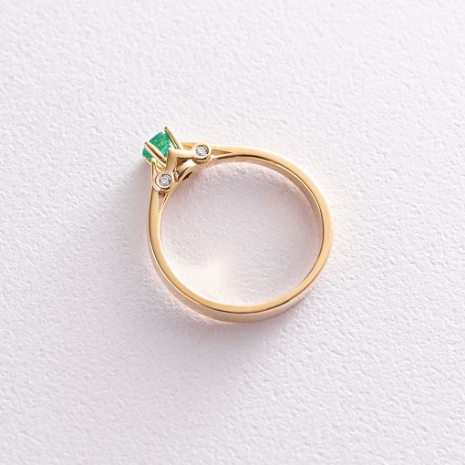 Золотое кольцо с изумрудом и бриллиантами 3
