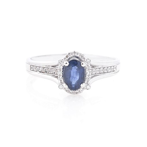 Золотое кольцо с синим сапфиром и бриллиантами 4