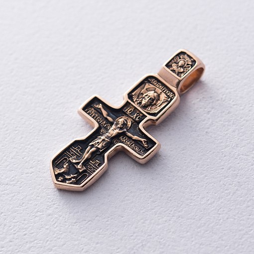 Золотой крестик «Распятие. Серафим Саровский»
