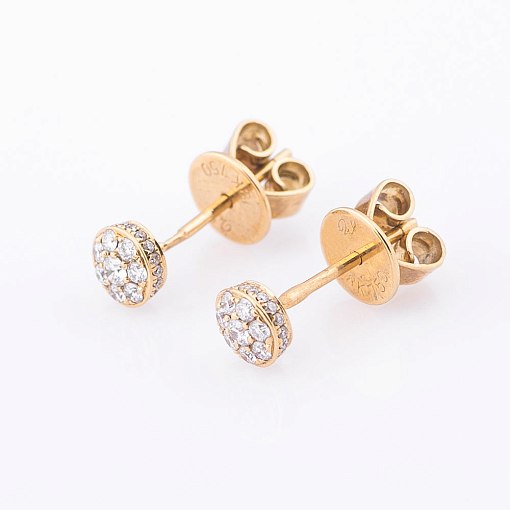 Золотые серьги-гвоздики с бриллиантами