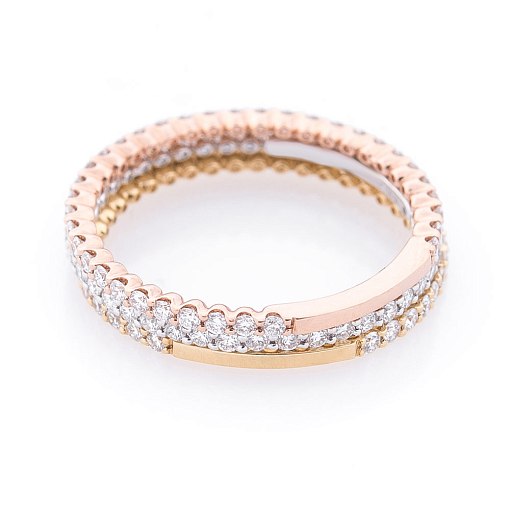 Тройное кольцо из золота (бриллиант) 2