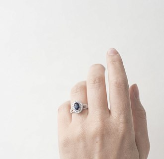 картинка Золотое помолвочное кольцо (сапфир, бриллиант) Интернет магазин Oniks Premiun