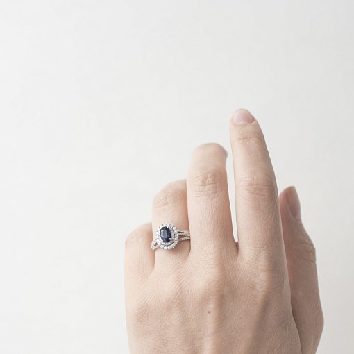 Золотое помолвочное кольцо (сапфир, бриллиант) 4