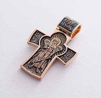 картинка Золотой православный крест "Распятие. Ангел Хранитель" Интернет магазин Oniks Premiun