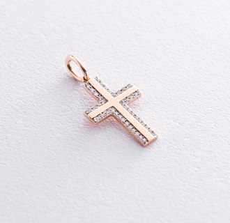 картинка Золотой крестик с бриллиантами в красном золоте Интернет магазин Oniks Premiun