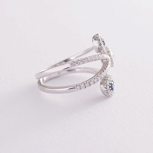 Золотое кольцо с синими сапфирами и бриллиантами 3