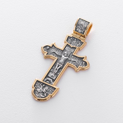 Серебряный православный крест (чернение, позолота)