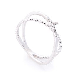 картинка Золотое двойное кольцо с крестиком (бриллианты) Интернет магазин Oniks Premiun