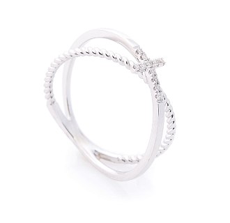 картинка Золотое двойное кольцо с крестиком (бриллианты) Интернет магазин Oniks Premiun