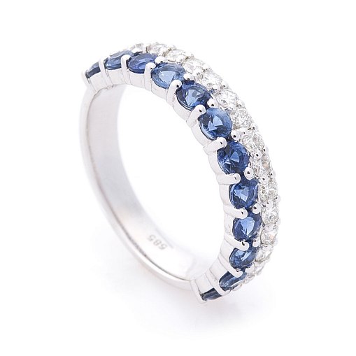 Золотое кольцо (синий сапфир, бриллиант)