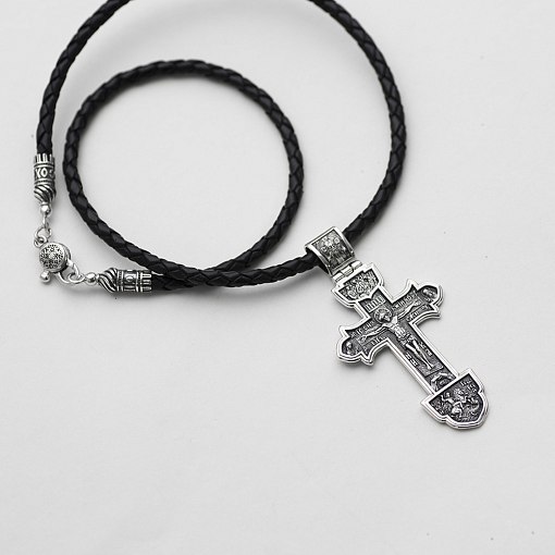Серебряный православный крест "Распятие Христово. Деисус. Троица" 6