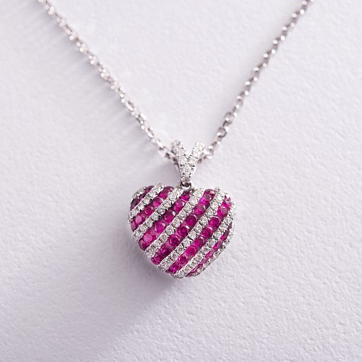Золотой кулон "Сердце" с бриллиантами и рубинами 4