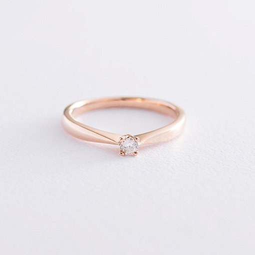 Помолвочное кольцо в красном золоте (бриллиант) 2