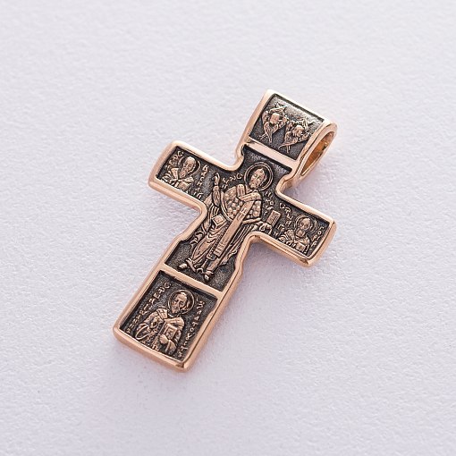 Православный золотой крест "Распятие Христово. Святой Николай" 2