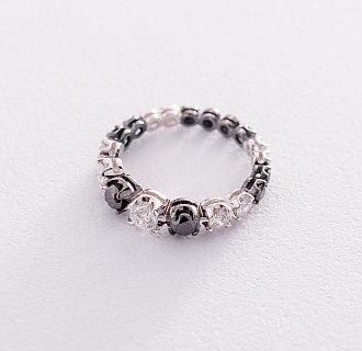 картинка Золотое кольцо с черными и белыми бриллиантами Интернет магазин Oniks Premiun