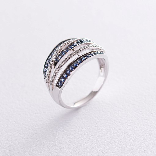 Золотое кольцо с бриллиантами и сапфирами 2