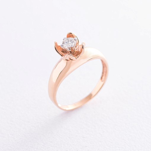 Золотое кольцо "Цветочек" с бриллиантом