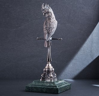 картинка Серебряная фигура ручной работы "Попугай" Интернет магазин Oniks Premiun