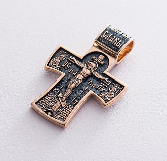 картинка Золотой православный крест "Распятие. Ангел Хранитель" Интернет магазин Oniks Premiun