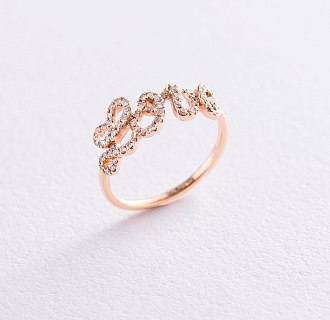 картинка Золотое кольцо "Love" с бриллиантами Интернет магазин Oniks Premiun