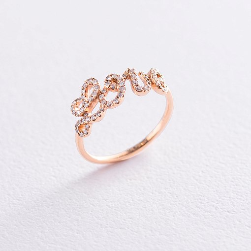 Золотое кольцо "Love" с бриллиантами 2