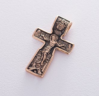 картинка Православный золотой крест "Распятие Христово. Святой Николай" Интернет магазин Oniks Premiun