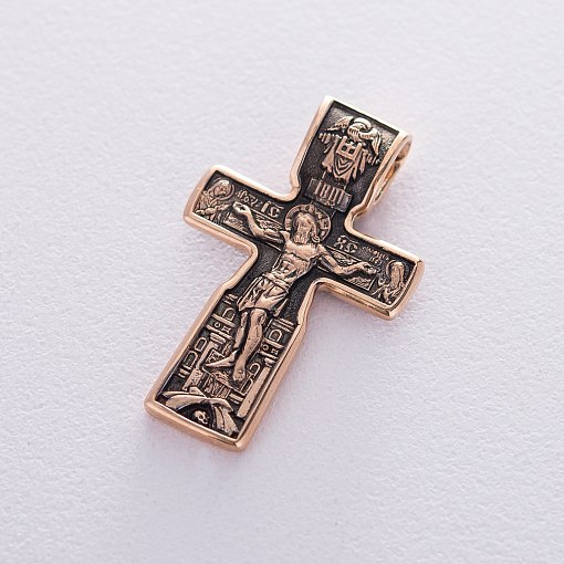 Православный золотой крест "Распятие Христово. Святой Николай"