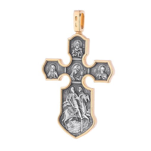 Православный крест "Распятие. Казанская икона Божией Матери с предстоящими святыми" 4