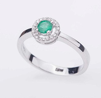 картинка Помолвочное кольцо с бриллиантами и изумрудами Интернет магазин Oniks Premiun