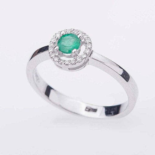 Помолвочное кольцо с бриллиантами и изумрудами