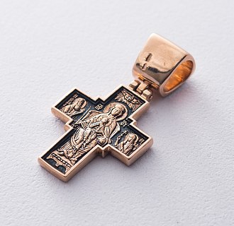 картинка Золотой крест с чернением "Спас на престоле. Божия Матерь на престоле" Интернет магазин Oniks Premiun
