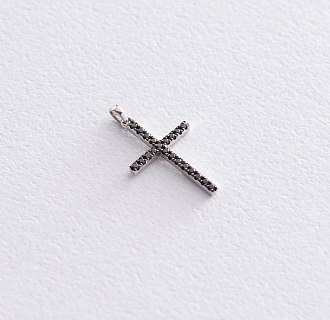 картинка Золотой крестик с черными бриллиантами Интернет магазин Oniks Premiun
