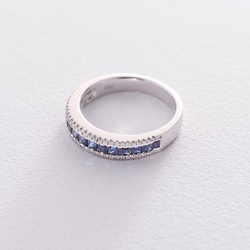 Золотое кольцо с бриллиантами и сапфирами 3