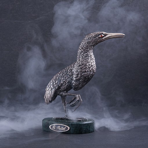 Серебряная фигура ручной работы "Птица на мраморной подставке" 3